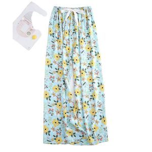 CELLABIE Light Blue & Yellow Floral Tie Waist Palazzo Pants One-Size